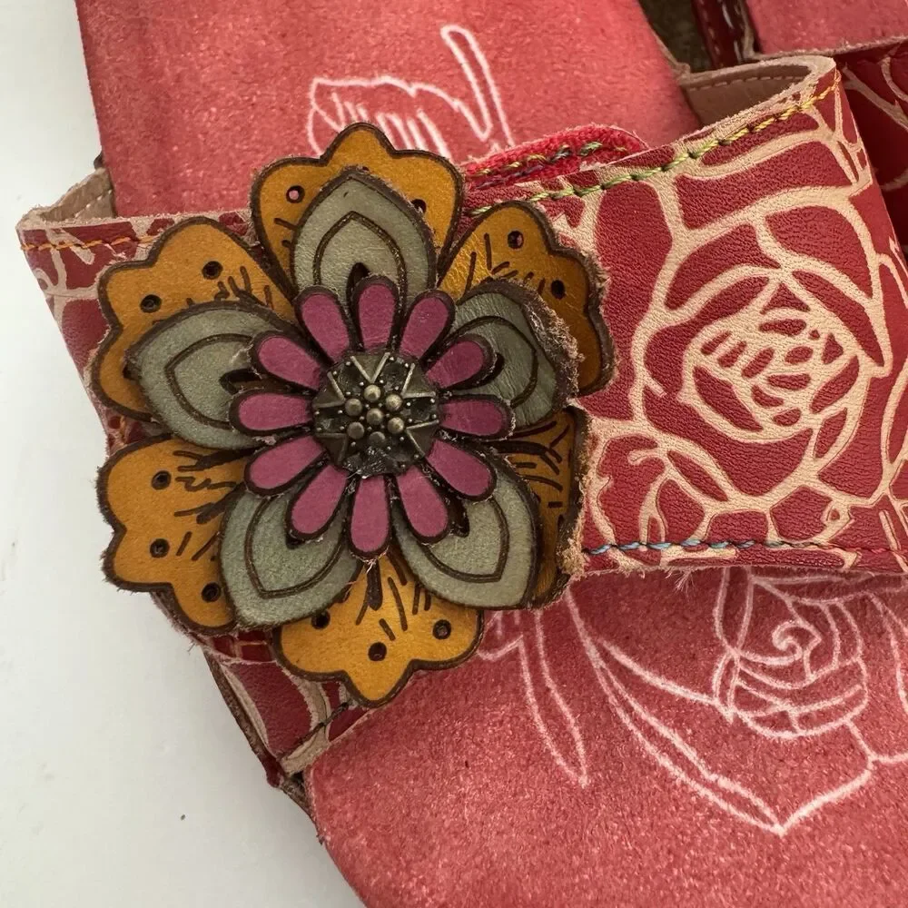 L'Artiste by Spring Step Leather Wedge Sandals Cuteness Red 41 - Picture 9 of 9